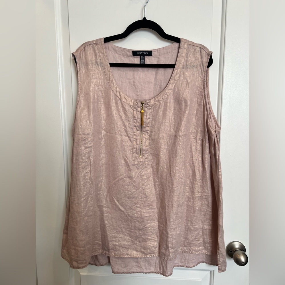 Ellen Tracy Sleeveless Zipper Detail Top: Plus Size 3X